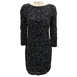 Autre Marque Schwarzes, verziertes Cocktailkleid von Armani Collezioni
