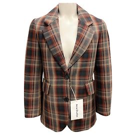 Braune Multi-Check Bonded-Anzugjacke von Acne Studios
