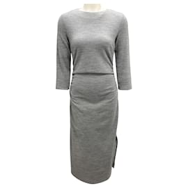 Peserico Graues Fluides Baumwoll-Woll-Jersey-Kleid