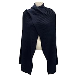 Autre Marque Herbst Cashmere Marine Hybrid-Ripp-Cape-Pullover
