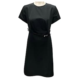Vestido midi negro Voyou de manga corta con cinturón de Givenchy