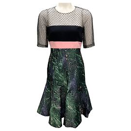Autre Marque Vestido de cocktail em renda e jacquard multicolorido teal de J. Mendel