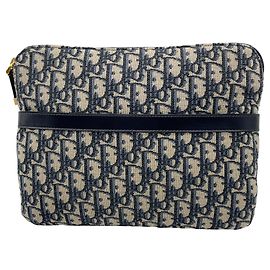 Christian Dior Borsa Clutch da Viaggio DiorTravel in Jacquard Dior Oblique Blu Christian