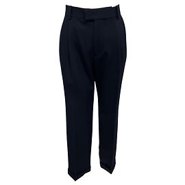 Bottega Veneta Navy 2022 Wool Gabardine Straight Fit Classic Trousers