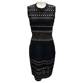 Abito da cocktail senza maniche in maglia Alaia nero / nudo - Alaïa