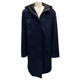 Akris Punto Navy / Black Reversible Wool and Tessuto Coat