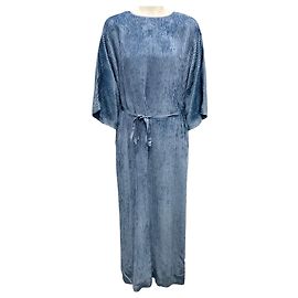 Vestido midi de terciopelo de corduroy azul Peserico con cinturón