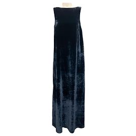 Vestido maxi de terciopelo adornado con cuentas Monili Peserico Navy