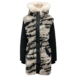 Mackage Casaco Parka de Pele de Coelho Suri Camuflado Cinza