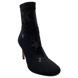 Valentino Garavani Schwarze Stretch-Strick-Sockenstiefel von Valentino mit Stern-Paillettenverzierung