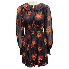 Schwarz / Orange Valerian Print Adara Kleid von Ulla Johnson
