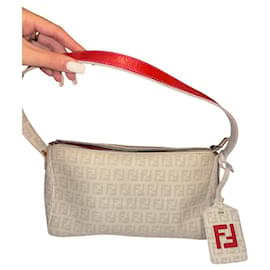 Fendi Zucca Schultertasche beige rosa und grau