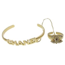 Bangles Chanel Logo con catena CC Metallo con Cristallo