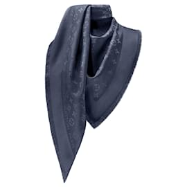 Louis Vuitton Monogramm Schal Seide und Wolle Dunkelblau