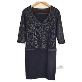 Vestido negro de lana Luisa Cerano