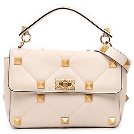 Borsa Valentino in pelle di vitello bianca con borchie romane