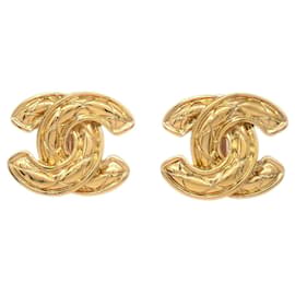 Orecchini Chanel CC Clip-On in metallo trapuntato