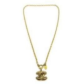 Collana Pendente CC Trapuntato Vintage Chanel Metallo Grande