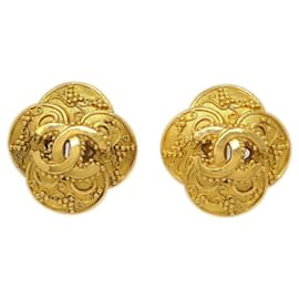 Orecchini rotondi a clip in metallo Chanel Clover