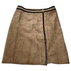 Falda de cuero ante vintage Gucci marrón 36/S