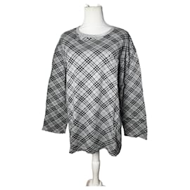 Vintage Burberry Karomuster Rundhals Pullover L Grau Schwarz