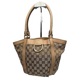 Bolso D-Ring Monograma Vintage Gucci Beige Marrón
