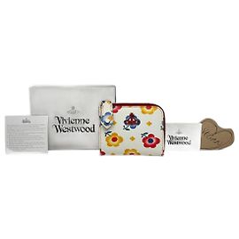 Tarjetero floral de cuero vegano Vivienne Westwood vintage blanco multicolor