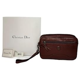 Clutch in pelle vintage Dior marrone