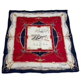 Céline Sciarpa Equestre Vintage Celine Blu Bianco Rosso