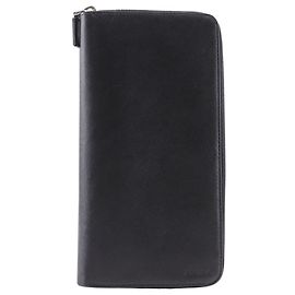 Carteira longa masculina em couro Saffiano preta da Prada
