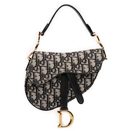 Borsa a sella mini obliqua blu Dior