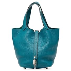 Hermès Picotin Lock 18 in Pelle Clemence Blu
