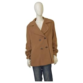 Chaqueta Peacoat de Lana de Camello Azul para Mujer Les Copains – Talla 46 – Hecho en Italia