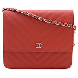 Borsa a spalla Chanel V-Stitch Chevron con catena