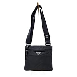 Borsa a Spalla Prada Vintage Vela Nero in Nylon Nero