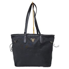 Bolso tote de tessuto negro con detalles Saffiano de Prada