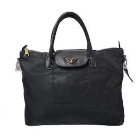 Tote Bag aus Tessuto-Nylon und Saffiano-Leder in Schwarz von PRADA