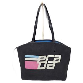 Prada Canapa Racing Logo Tote Bag Schwarz