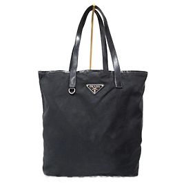 Borsa tote Tessuto in nylon e pelle nera di Prada