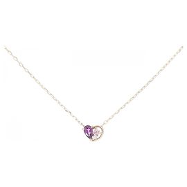 Autre Marque Collana in oro rosa K10 con granato e diamanti di tormalina