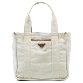 Prada Weiße Canvas Canapa Tote