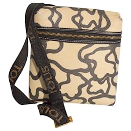 Autre Marque Borsa a tracolla TOUS Kaos nera e crema con firma orso, modello piccolo.