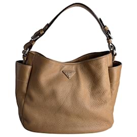 Hobo Daino Leder Schultertasche Beige - Prada