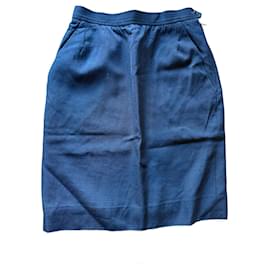 Jupe droite Yves Saint Laurent Rive Gauche en laine noire