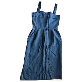 Nina Ricci Schwarzes Baumwollkleid mit Schleife und Taschen
