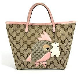 GUCCI 271101 GG Papagalo Borsa Tote con Charm di Pappagallo