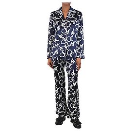 Autre Marque Set di pigiama in seta blu navy e bianco - taglia XS