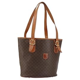 Céline Celine Vintage Macadam Shopper Tote in tela e pelle