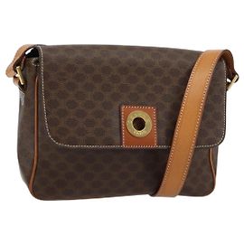 Céline Borsa a spalla Celine Vintage Macadam con logo circolare in tela e pelle