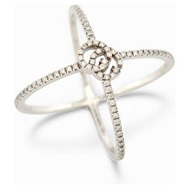 NEUER GUCCI GG RUNNING RING 7MM AUS 18K WEISSGOLD 108 DIAMANTEN T50